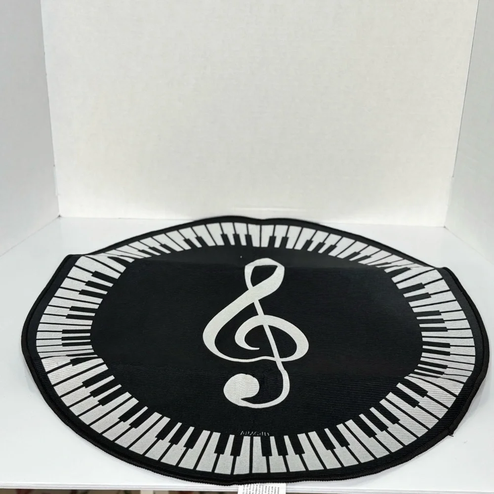 Black and White Piano Key Round Rug